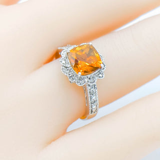 Sterling Silver Citrine And Diamond Ring Size 6