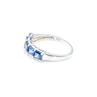 Blue Sapphire Ring in Sterling Silver Size 8