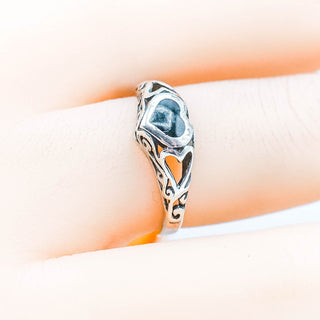 Vintage Wheeler Sterling Silver Heart Ring With Black Agate Size 6