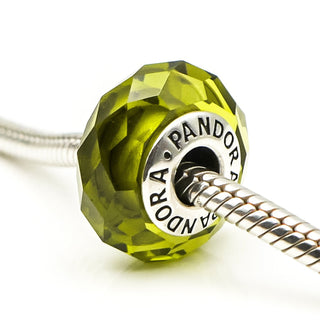 PANDORA Olive Green Fascinating Murano Glass Sterling Silver Charm