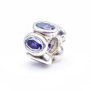 PANDORA Purple Oval Lights Sterling Silver Spacer Bead With Cubic Zirconia