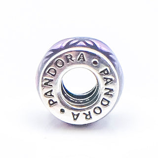 PANDORA Purple Floral Vintage Sterling Silver Spacer Charm