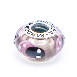PANDORA Lavender Ladybugs Murano Glass Sterling Silver Charm