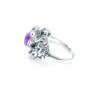 Vintage Sterling Silver Purple Sugilite Frog Ring Size 8.5