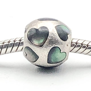 PANDORA Love Me Sterling Silver Charm With Black Mother Of Pearl