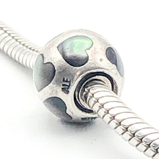 PANDORA Love Me Sterling Silver Charm With Black Mother Of Pearl
