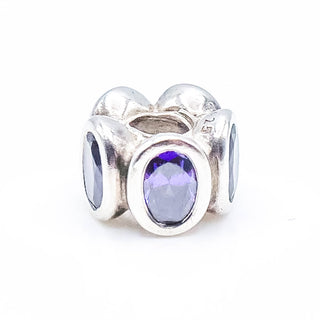 PANDORA Purple Oval Lights Sterling Silver Spacer Bead With Cubic Zirconia