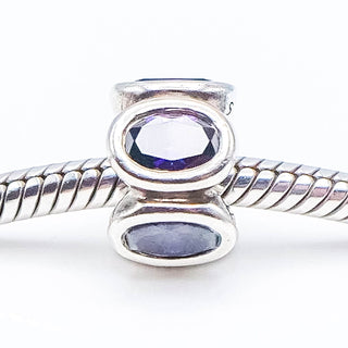 PANDORA Purple Oval Lights Sterling Silver Spacer Bead With Cubic Zirconia