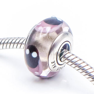 PANDORA Lavender Ladybugs Murano Glass Sterling Silver Charm