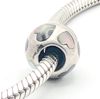PANDORA Love Me Sterling Silver Charm With Black Mother Of Pearl