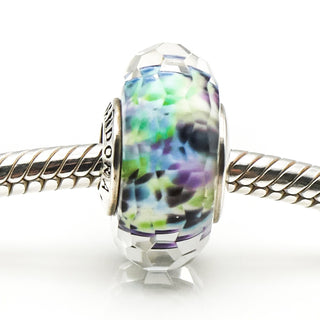 PANDORA Tropical Sea Glass Faceted Murano Glass Sterling Silver Charm