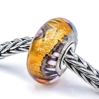 TROLLBEADS Golden Cave Glass Bead Sterling Silver Charm With 22K Gold