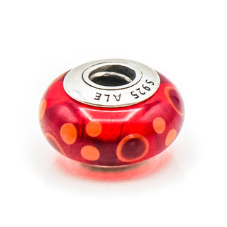 PANDORA Red Bubbles Murano Glass Sterling Silver Chamr