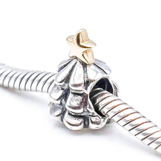PANDORA Christmas Tree Sterling Silver Charm With 14k Gold Star