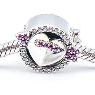 PANDORA Sparkling Arrow And Heart Sterling Silver Charm