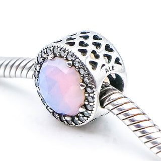 PANDORA Radiant Hearts With Opalescent Pink Crystal Sterling Silver Charm