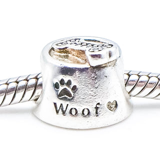 PANDORA Woof Dog Bowl Sterling Silver Animal Charm