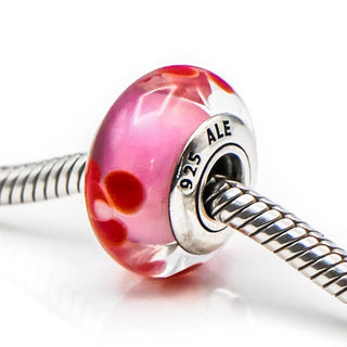 PANDORA Red Flowers for You Murano Glass Sterling Silver Charm