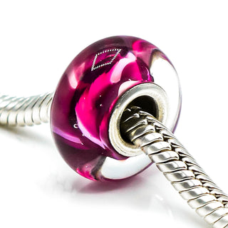 CHAMILIA Fuchsia Flames Murano Glass Sterling Silver Charm