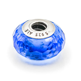 PANDORA Blue Fascinating Faceted Murano Glass Bead Sterling Silver Charm