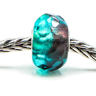 TROLLBEADS Turquoise Prism Glass Bead Sterling Silver Charm