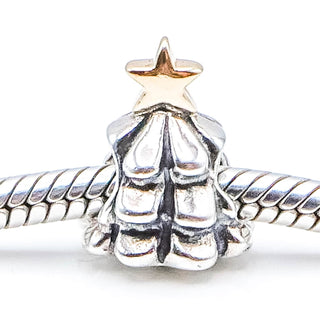 PANDORA Christmas Tree Sterling Silver Charm With 14k Gold Star