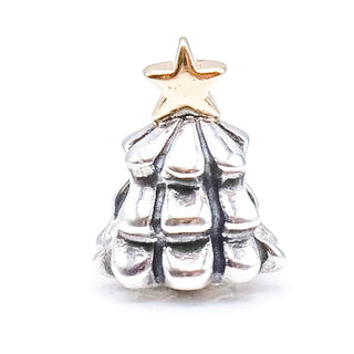PANDORA Christmas Tree Sterling Silver Charm With 14k Gold Star