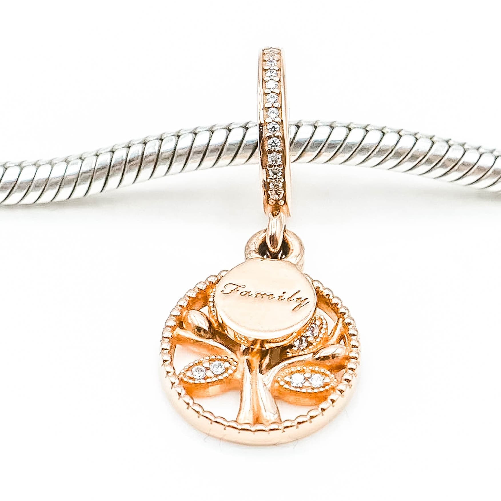 Gold Plated Rose Gold Family Tree Pandora Charm PANDORA Rose