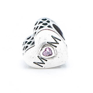 PANDORA Mother Heart Charm S925 ALE Sterling Family Mom Charm