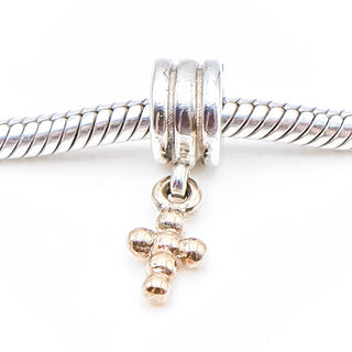 PANDORA Cross Sterling Silver & 14K Gold Dangle Charm