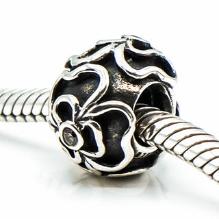 PANDORA Posey Sterling Silver Charm With Brown Zirconia