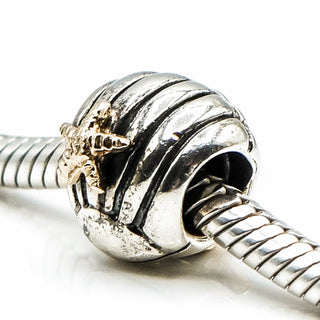 PANDORA Seashell Sterling Silver Charm With 14k Gold Starfish