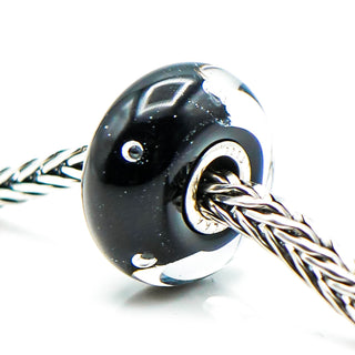 TROLLBEADS Black Bubbles Glass Bead Sterling Silver Core Charm