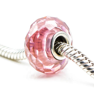 CHAMILIA Jeweled Collection Light Pink Faceted Murano Glass Charm With Sterling Silver Core