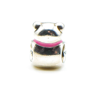 Pandora It's a Girl Charm Sterling Silver Baby Teddy Bear Charm With Pink Ribbon