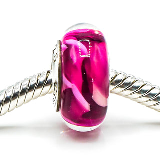 CHAMILIA Fuchsia Flames Murano Glass Sterling Silver Charm