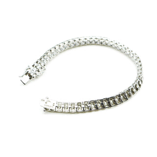 Vintage 7-Inch Sterling Silver Tennis Bracelet With Clear Cubic Zirconia
