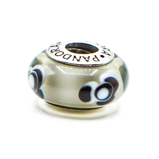 PANDORA Flowers For You Grey Murano Glass Bead With Sterling Silver Core