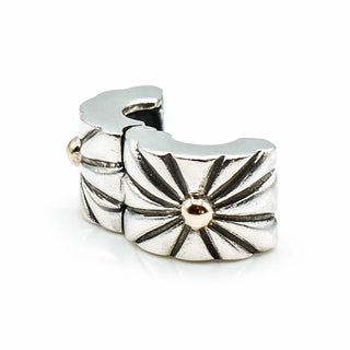 PANDORA Sunburst Sterling Silver Clip Charm With 14K Gold Accent