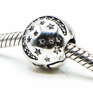 PANDORA Twinkling Night Sterling Silver Moon And Stars Clip Charm