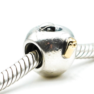 PANDORA Apple And Worm Sterling Silver Charm With 14K Gold Worm