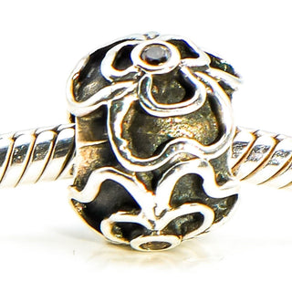 PANDORA Posey Sterling Silver Charm With Brown Zirconia