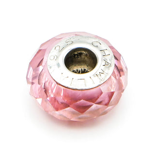 CHAMILIA Jeweled Collection Light Pink Faceted Murano Glass Charm With Sterling Silver Core