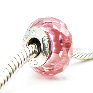 CHAMILIA Jeweled Collection Light Pink Faceted Murano Glass Charm With Sterling Silver Core