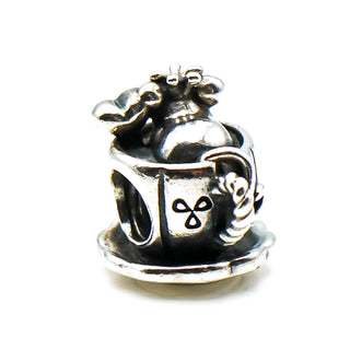 PANDORA RARE Be Mine Enchanted Mouse In A Teacup Sterling Silver Charm