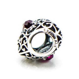 PANDORA July Signature Heart Sterling Silver July Birthstone Charm