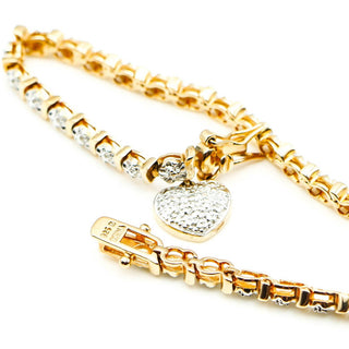 Diamond Accent Pave Heart 7-Inch Bracelet in Gold Over Sterling Silver