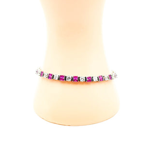 Ruby And CZ 7.9-Inch Tennis Bracelet in Rhodium Plated Sterling Silver