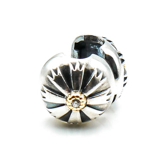 PANDORA Friendship Flower Sterling Silver Clip Charm With 14K Gold And CZ