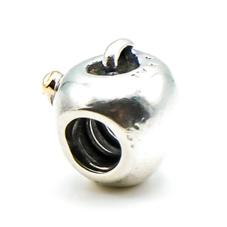 PANDORA Apple And Worm Sterling Silver Charm With 14K Gold Worm